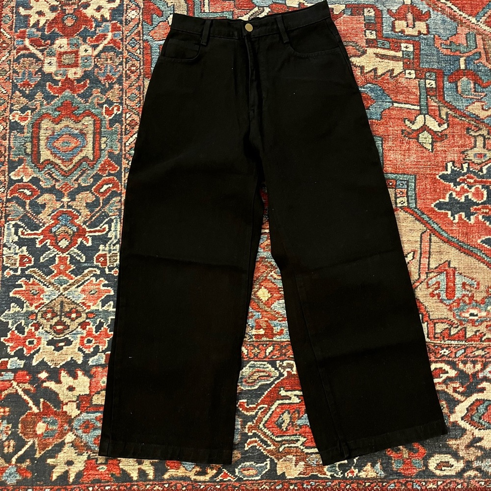 Los Angeles Apparel Thick black wide leg jeans